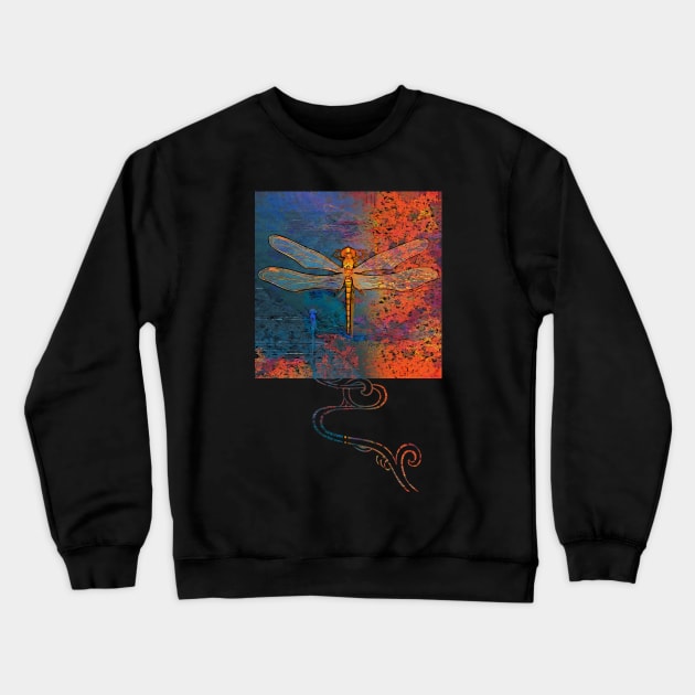 Flaming Dragonfly Crewneck Sweatshirt by evisionarts